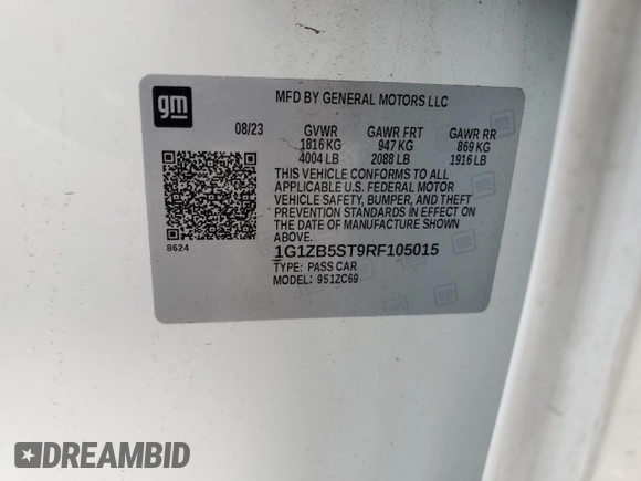 2024 Chevrolet Malibu LS with VIN 1G1ZB5ST9RF105015, listed as a Copart auction lot 47778925 with 27,452 mi miles and Salvage Title. Bid and sale history available at DreamBid. Image 14.