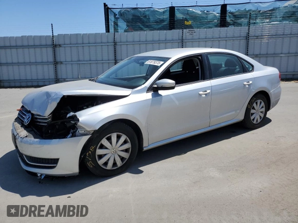2013 Volkswagen Passat S with VIN 1VWAP7A38DC001836, listed as a Copart auction lot 61879375 with 82,841 mi miles and Salvage title. Bid and sale history available at DreamBid. Image 1.