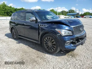 2016 Infiniti QX80 Limited with VIN JN8AZ2NE3G9120976, listed as a Copart auction lot 56722355 with 123,144 mi miles and Salvage title. Bid and sale history available at DreamBid. Image 4.