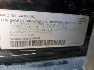 2019 Audi A8 z VIN WAU8DAF85KN008608, wystawiony jako Copart lot #52874055 z przebiegiem 35 277 mil mil oraz Szkoda całkowita • Salvage title. Historia ofert i sprzedaży dostępna na DreamBid. Obrazek 12.