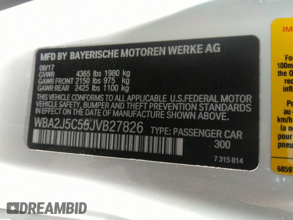 2018 BMW 2 Series M240i with VIN WBA2J5C55JVB27826, listed as a IAAI auction lot 40183646 with 46,436 mi miles. Bid and sale history available at carsss.com. Image 9.