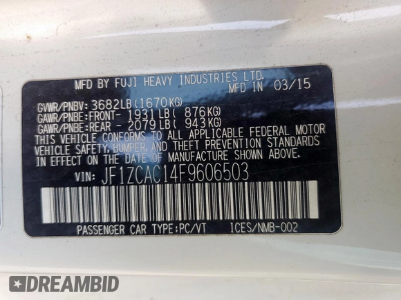 2015 Subaru BRZ Series.Blue z VIN JF1ZCAC14F9606503, wystawiony jako Copart lot #62314675 z przebiegiem 91 344 mil mil oraz Szkoda całkowita • Salvage title. Historia ofert i sprzedaży dostępna na DreamBid. Obrazek 12.