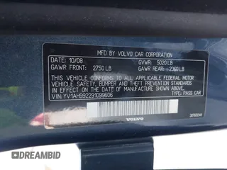 2009 Volvo S80 I6 Turbo с VIN YV1AH992291099606, выставлен на аукционе IAAI как лот 41813240 с пробегом 128 480 миль миль и . История ставок и продаж доступна на DreamBid. Изображение 9.