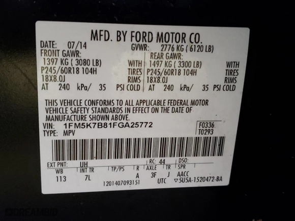 2015 Ford Explorer with VIN 1FM5K7B81FGA25772, listed as a Copart auction lot 47636405 with 139,720 mi miles and Clean Title. Bid and sale history available at carsss.com. Image 14.