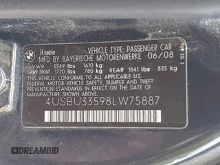 2008 BMW Z4 3.0i z VIN 4USBU33598LW75887, wystawiony jako IAAI lot #42168048 z przebiegiem 78 172 mil mil oraz . Historia ofert i sprzedaży dostępna na DreamBid. Obrazek 9.
