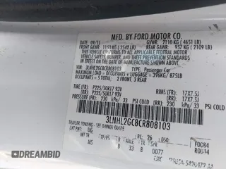 2012 Lincoln MKZ with VIN 3LNHL2GC8CR808103, listed as a IAAI auction lot 42506096 with 129,690 mi miles and . Bid and sale history available at DreamBid. Image 9.