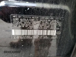2015 Lexus IS 250 with VIN JTHBF1D2XF5057308, listed as a Copart auction lot 50145615 with 192,719 mi miles and Salvage title. Bid and sale history available at DreamBid. Image 12.