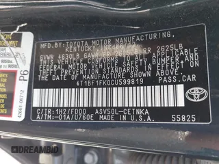 2012 Toyota Camry L with VIN 4T1BF1FK0CU599819, listed as a IAAI auction lot 42158719 with 130,038 mi miles. Bid and sale history available at carsss.com. Image 9.