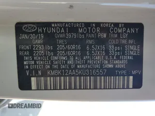 2019 Hyundai Kona SE with VIN KM8K12AA5KU316557, listed as a Copart auction lot 70407322 with 98,400 mi miles. Bid and sale history available at carsss.com. Image 12.