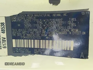 2012 Toyota Sienna with VIN 5TDKA3DC5CS011220, listed as a IAAI auction lot 41770493 with 199,266 mi miles and . Bid and sale history available at DreamBid. Image 9.