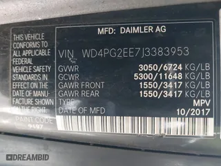 2018 Mercedes-Benz Metris Passenger Van with VIN WD4PG2EE7J3383953, listed as a IAAI auction lot 41764067 with 159,832 mi miles. Bid and sale history available at carsss.com. Image 9.
