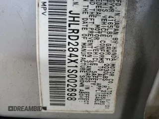 2001 Honda CR-V LX z VIN JHLRD284X1S002698, wystawiony jako Copart lot #56597825 z przebiegiem 254 762 mil mil oraz Szkoda całkowita • Salvage title. Historia ofert i sprzedaży dostępna na DreamBid. Obrazek 12.