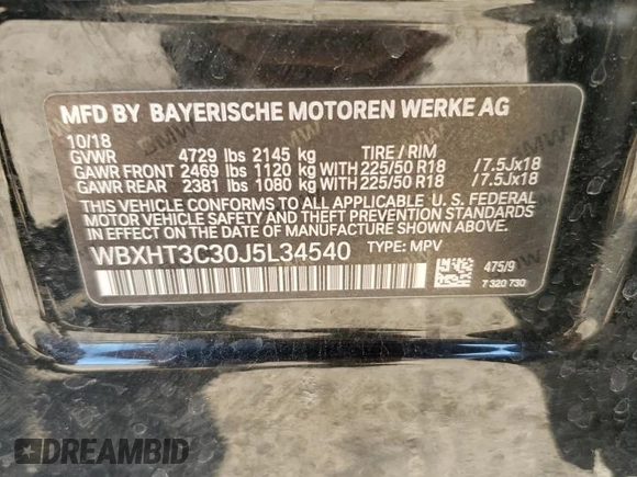 2018 BMW X1 xDrive28i with VIN WBXHT3C30J5L34540, listed as a Copart auction lot 46670205 with 42,119 mi miles and Salvage Title. Bid and sale history available at carsss.com. Image 13.
