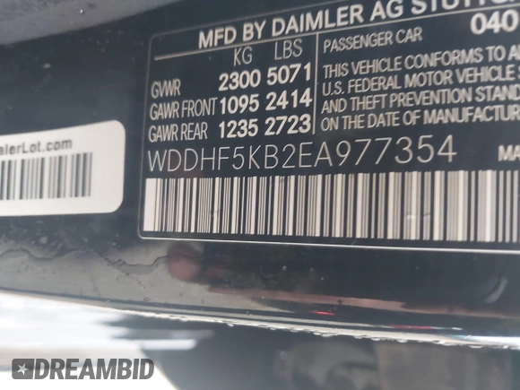 2014 Mercedes-Benz E 350 Sport with VIN WDDHF5KB2EA977354, listed as a IAAI auction lot 42403760 with 92,055 mi miles and . Bid and sale history available at DreamBid. Image 9.