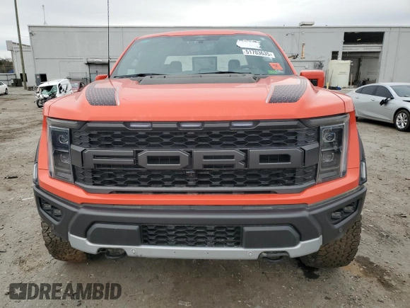 2023 Ford F-150 Raptor with VIN 1FTFW1RG4PFB17389, listed as a Copart auction lot 51703635 with 19,772 mi miles and Salvage Title. Bid and sale history available at DreamBid. Image 5.