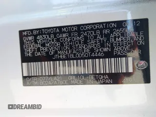2013 Lexus GS 350 with VIN JTHBE1BL0D5014446, listed as a IAAI auction lot 41865141 with 239,477 mi miles and . Bid and sale history available at DreamBid. Image 9.