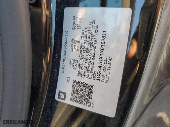 2019 Cadillac ATS Coupe RWD with VIN 1G6AA1RX1K0102811, listed as a Copart auction lot 72950704 with 52,734 mi miles and Salvage Title. Bid and sale history available at carsss.com. Image 14.