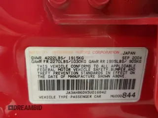 2005 Mitsubishi Lancer Evolution VIII z VIN JA3AH86DX5U016842, wystawiony jako Copart lot #51257475 z przebiegiem 72 698 mil mil oraz Szkoda całkowita • Salvage title. Historia ofert i sprzedaży dostępna na DreamBid. Obrazek 12.