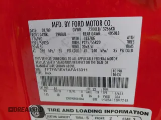 2010 Ford F-150 XL with VIN 1FTFW1EV1AFA13311, listed as a IAAI auction lot 42055204 with 165,845 mi miles. Bid and sale history available at carsss.com. Image 9.