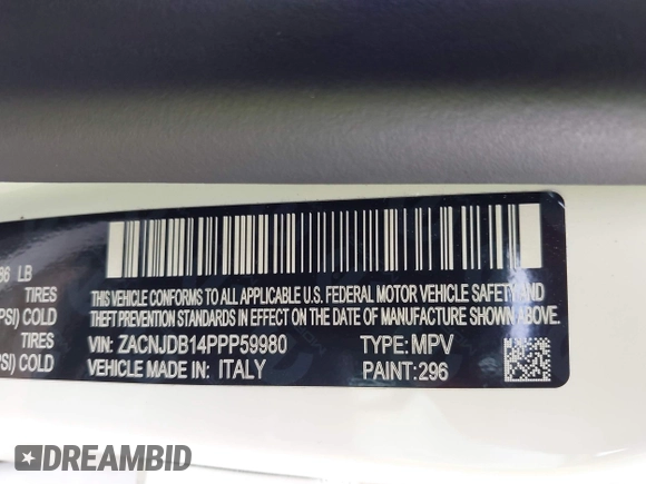 2023 Jeep Renegade Upland with VIN ZACNJDB14PPP59980, listed as a IAAI auction lot 42472231 with 33,636 mi miles and . Bid and sale history available at DreamBid. Image 9.