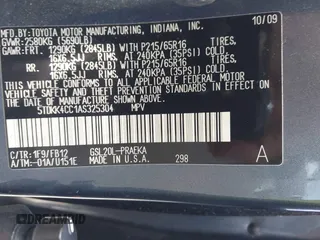 2010 Toyota Sienna CE with VIN 5TDKK4CC1AS325304, listed as a IAAI auction lot 42086915 with 126,703 mi miles and . Bid and sale history available at DreamBid. Image 9.
