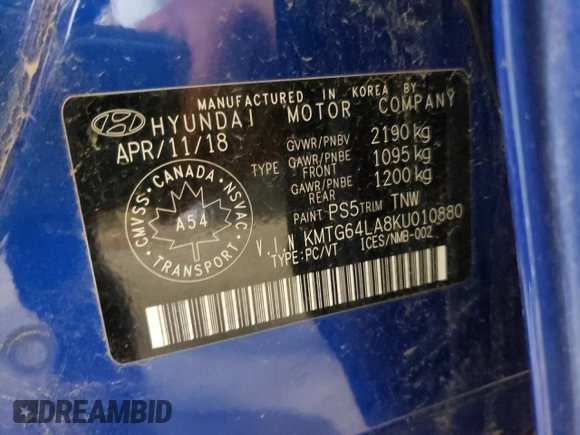 2019 Genesis G70 2.0T Advanced with VIN KMTG64LA8KU010880, listed as a Copart auction lot 44308682 with 48,467 mi miles and Salvage Title. Bid and sale history available at carsss.com. Image 10.