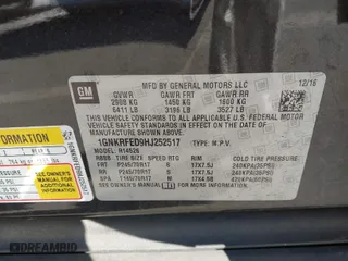 2017 Chevrolet Traverse LS with VIN 1GNKRFED9HJ252517, listed as a IAAI auction lot 41876709 with 62,241 mi miles. Bid and sale history available at carsss.com. Image 9.