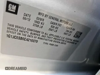 2012 Chevrolet Sonic LT with VIN 1G1JC6SB6C4216079, listed as a Copart auction lot 53869475 with 86,849 mi miles and Clean Title. Bid and sale history available at carsss.com. Image 10.