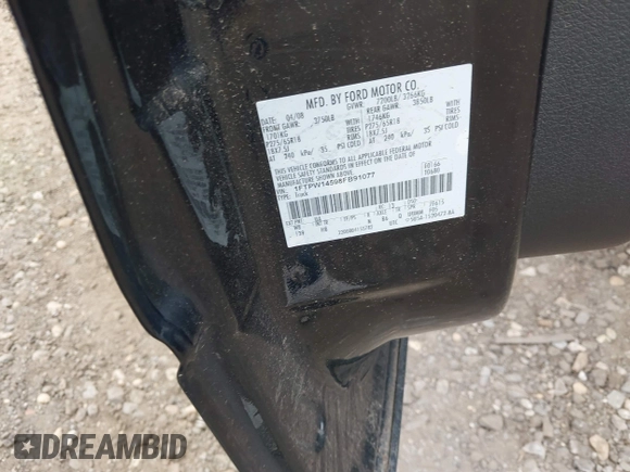 2008 Ford F-150 XLT with VIN 1FTPW14598FB91077, listed as a IAAI auction lot 42374494 with Not provided miles and . Bid and sale history available at DreamBid. Image 9.