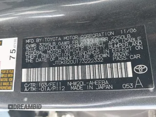 2007 Toyota Prius z VIN JTDKB20U173222332, wystawiony jako IAAI lot #42326043 z przebiegiem Nie podano mil oraz . Historia ofert i sprzedaży dostępna na DreamBid. Obrazek 9.
