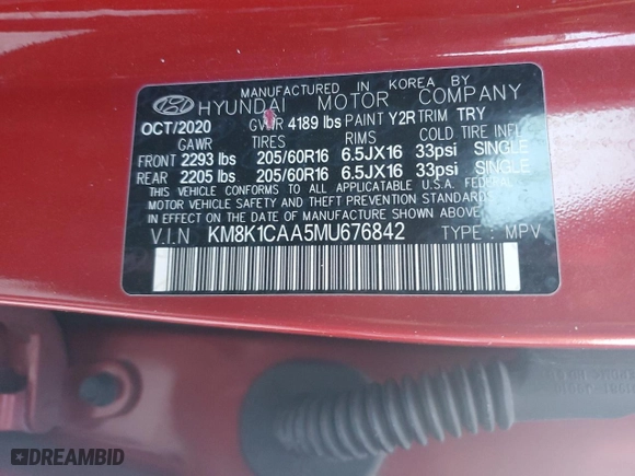 2021 Hyundai Kona SE with VIN KM8K1CAA5MU676842, listed as a Copart auction lot 46414125 with 0 mi miles and Salvage Title. Bid and sale history available at carsss.com. Image 13.