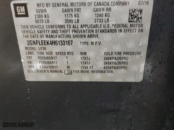 2017 Chevrolet Equinox LS with VIN 2GNFLEEK4H6133167, listed as a Copart auction lot 44653625 with 127,031 mi miles and Clean Title. Bid and sale history available at carsss.com. Image 14.