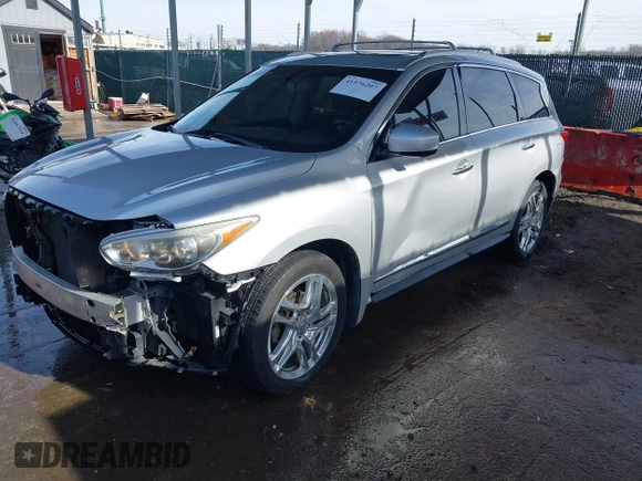 2013 Infiniti JX35 z VIN 5N1AL0MM3DC334693, wystawiony jako IAAI lot #41576207 z przebiegiem 113 677 mil mil oraz . Historia ofert i sprzedaży dostępna na DreamBid. Obrazek 2.