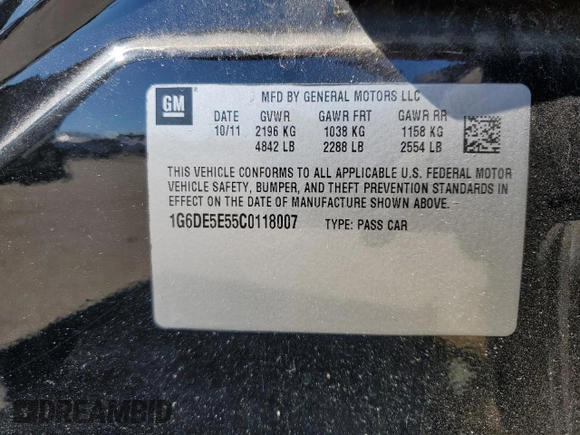 2012 Cadillac CTS Luxury with VIN 1G6DE5E55C0118007, listed as a Copart auction lot 56321185 with 146,653 mi miles and Salvage Title. Bid and sale history available at DreamBid. Image 12.