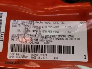 2016 Toyota Tundra 4WD Truck LTD with VIN 5TFHY5F18GX530825, listed as a Copart auction lot 75354624 with 74,513 mi miles and Salvage Title. Bid and sale history available at carsss.com. Image 12.