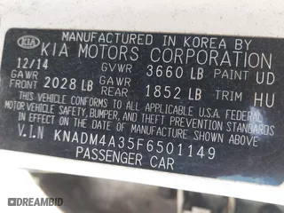 2015 Kia Rio LX with VIN KNADM4A35F6501149, listed as a IAAI auction lot 41974938 with 188,165 mi miles. Bid and sale history available at carsss.com. Image 9.
