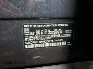 2021 BMW X5 xDrive40i with VIN 5UXCR6C00M9G00599, listed as a Copart auction lot 51536795 with 55,422 mi miles and Salvage title. Bid and sale history available at DreamBid. Image 12.