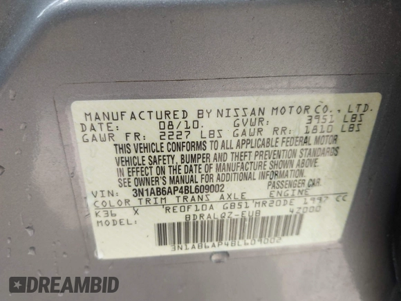 2011 Nissan Sentra SR z VIN 3N1AB6AP4BL609002, wystawiony jako IAAI lot #42424892 z przebiegiem 217 563 mil mil oraz . Historia ofert i sprzedaży dostępna na DreamBid. Obrazek 9.