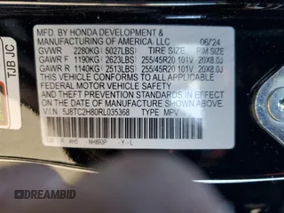 2024 Acura RDX Advance with VIN 5J8TC2H80RL035368, listed as a Copart auction lot 82957104 with Not provided miles and Salvage title. Bid and sale history available at DreamBid. Image 12.