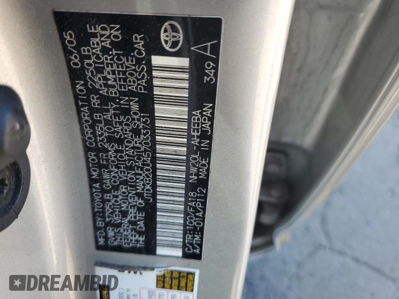 2005 Toyota Prius with VIN JTDKB20U457033731, listed as a Copart auction lot 54900375 with 278,928 mi miles and Salvage Title. Bid and sale history available at carsss.com. Image 12.