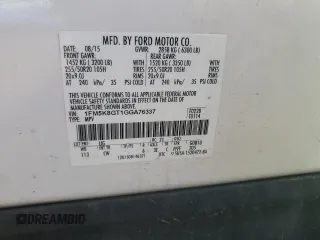 2016 Ford Explorer Sport with VIN 1FM5K8GT1GGA76337, listed as a Copart auction lot 56065885 with 155,258 mi miles and Salvage title. Bid and sale history available at DreamBid. Image 13.