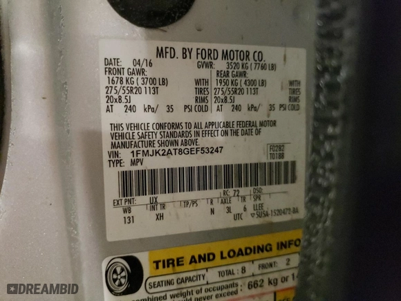 2016 Ford Expedition EL Limited with VIN 1FMJK2AT8GEF53247, listed as a Copart auction lot 44364935 with 227,199 mi miles and Salvage Title. Bid and sale history available at carsss.com. Image 15.