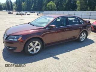 2014 Volkswagen Passat SE with VIN 1VWBT7A30EC062079, listed as a Copart auction lot 65265995 with 104,907 mi miles and Salvage title. Bid and sale history available at DreamBid. Image 1.