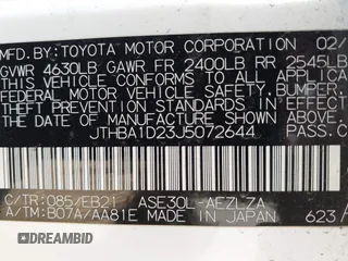2018 Lexus IS 300 z VIN JTHBA1D23J5072644, wystawiony jako IAAI lot #41829482 z przebiegiem 105 323 mil mil oraz . Historia ofert i sprzedaży dostępna na DreamBid. Obrazek 9.