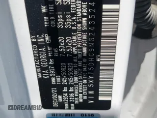 2022 Kia Telluride SX z VIN 5XYP5DHC9NG243524, wystawiony jako Copart lot #61284615 z przebiegiem 67 895 mil mil oraz Szkoda całkowita • Salvage title. Historia ofert i sprzedaży dostępna na DreamBid. Obrazek 13.