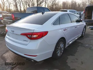 2015 Hyundai Sonata Limited with VIN 5NPE34AF6FH095392, listed as a IAAI auction lot 41813547 with 75,513 mi miles and . Bid and sale history available at carsss.com. Image 4.