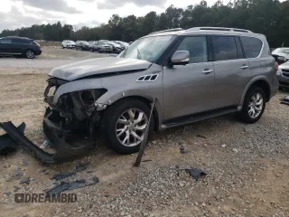 2011 Infiniti QX56 7-passenger with VIN JN8AZ2NF4B9500152, listed as a Copart auction lot 43444475 with 0 mi miles and Salvage Title. Bid and sale history available at carsss.com. Image 1.