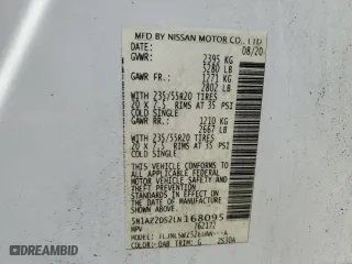 2020 Nissan Murano Platinum with VIN 5N1AZ2DS2LN168095, listed as a Copart auction lot 51231015 with 64,396 mi miles and Salvage Title. Bid and sale history available at carsss.com. Image 16.
