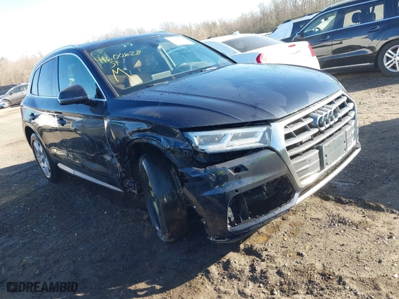 2018 Audi Q5 Premium Plus with VIN WA1BNAFY6J2040385, listed as a IAAI auction lot 41600628 with 109,351 mi miles. Bid and sale history available at carsss.com. Image 1.