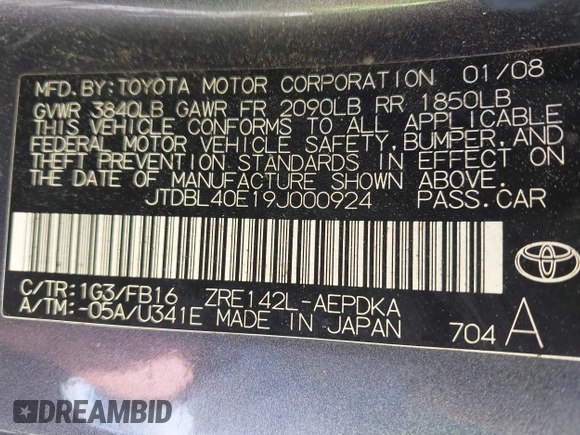 2009 Toyota Corolla с VIN JTDBL40E19J000924, выставлен на аукционе IAAI как лот 42073024 с пробегом 183 795 миль миль и . История ставок и продаж доступна на DreamBid. Изображение 9.